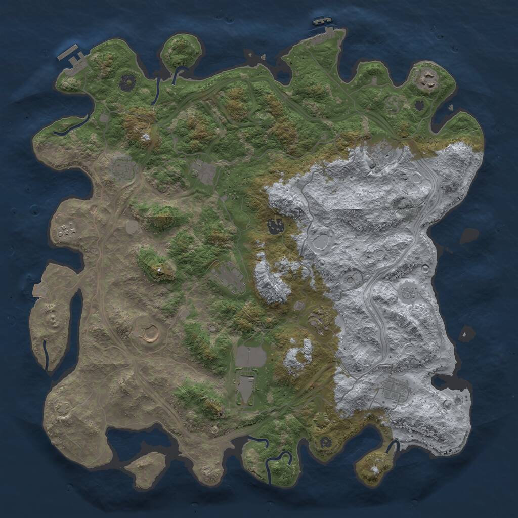 Rust Map: Procedural Map, Size: 4500, Seed: 100004, 17 Monuments