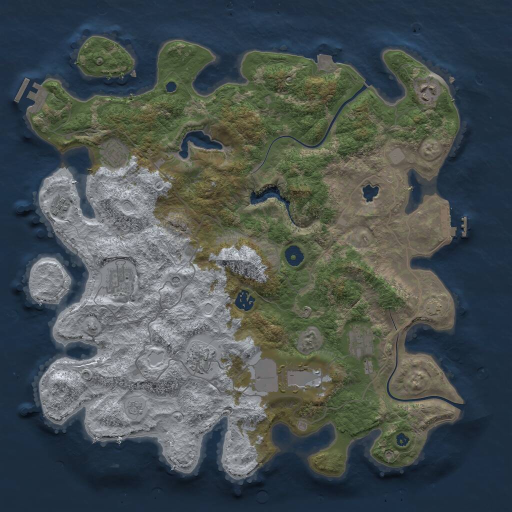 Rust Map: Procedural Map, Size: 4000, Seed: 458654785, 14 Monuments