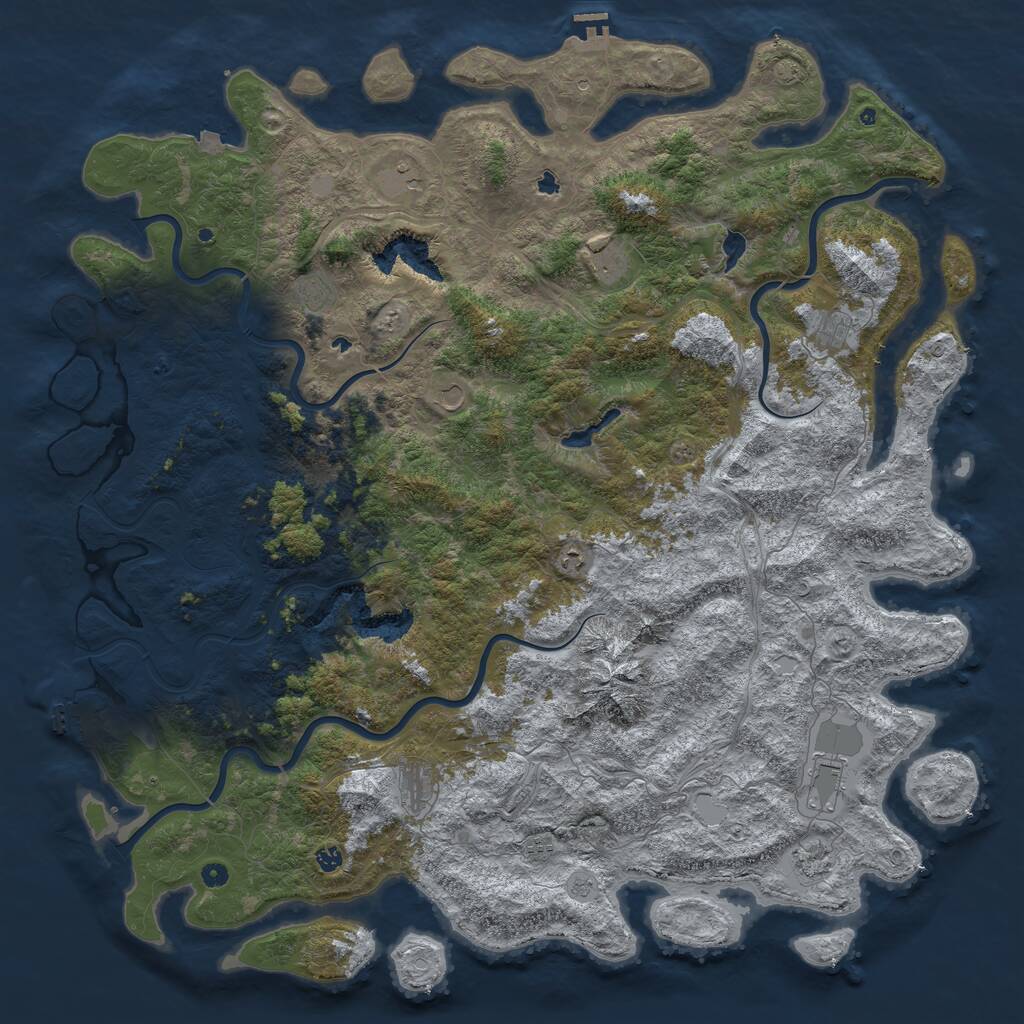 Rust Map: Procedural Map, Size: 6000, Seed: 324356754, 17 Monuments