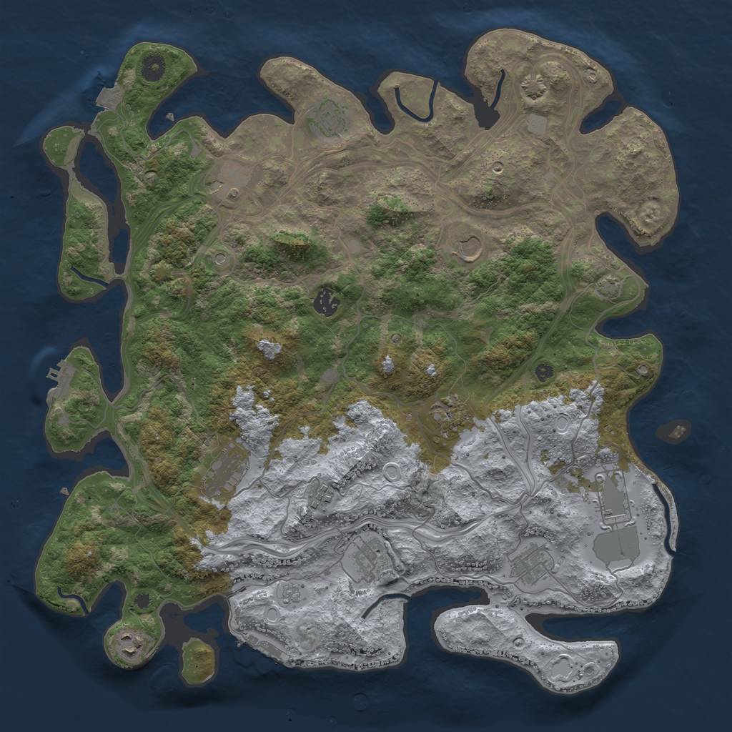 Rust Map: Procedural Map, Size: 4250, Seed: 7030, 19 Monuments