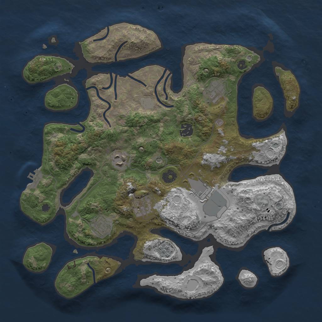 Rust Map: Procedural Map, Size: 3500, Seed: 1725465315, 14 Monuments