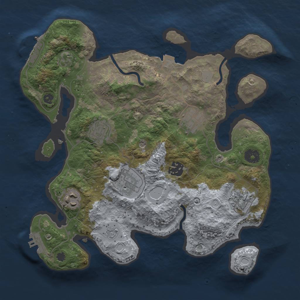 Rust Map: Procedural Map, Size: 3000, Seed: 2427557, 13 Monuments