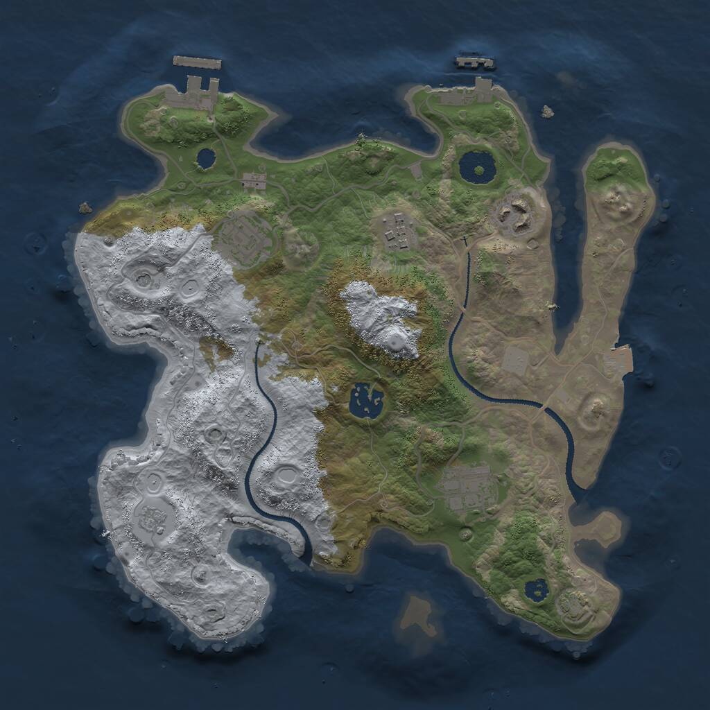 Rust Map: Procedural Map, Size: 3000, Seed: 555658, 11 Monuments