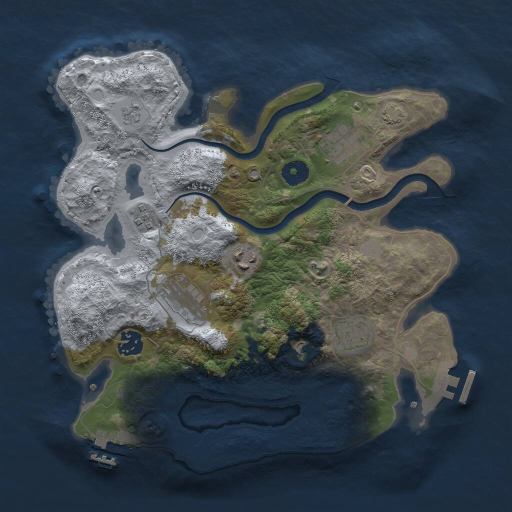 Rust Map: Procedural Map, Size: 3000, Seed: 445101, 12 Monuments