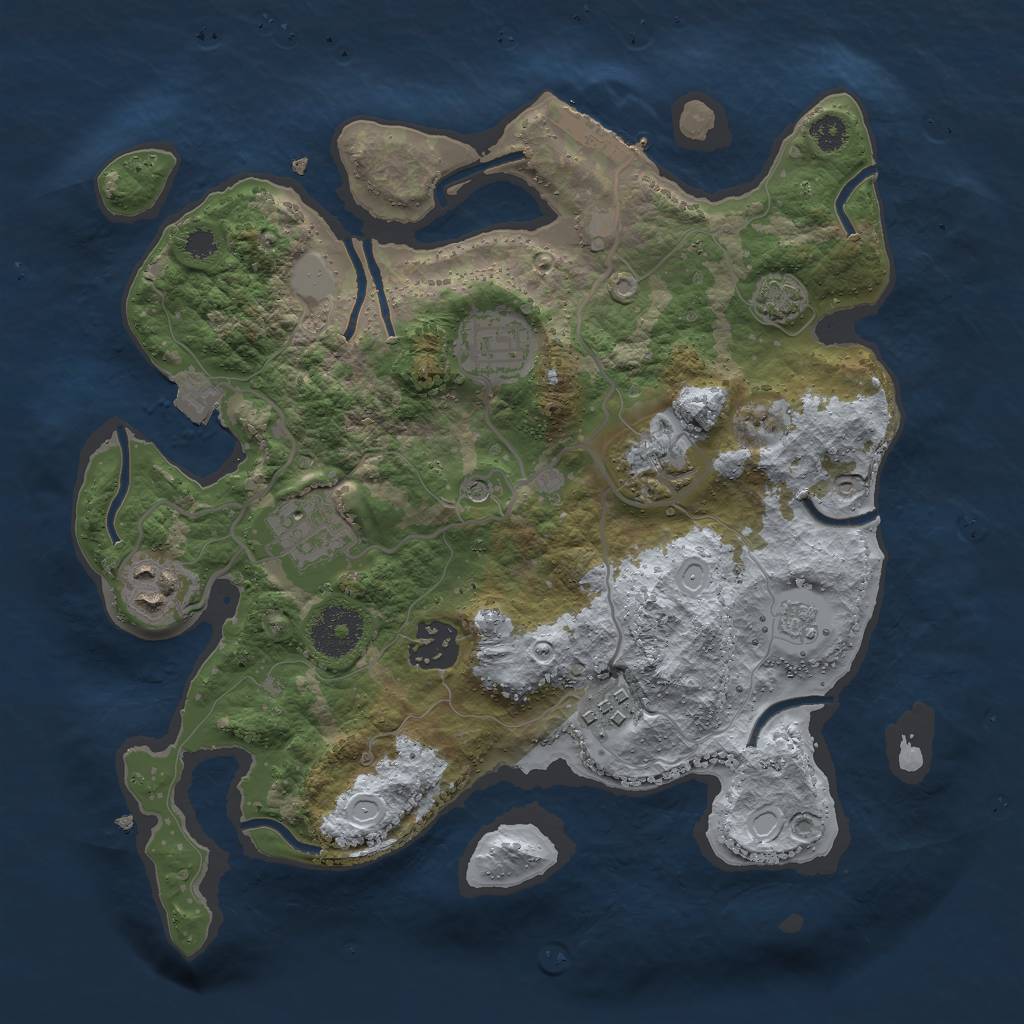 Rust Map: Procedural Map, Size: 3000, Seed: 243144, 13 Monuments