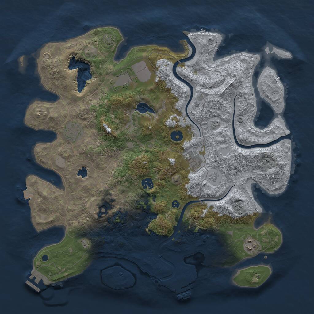Rust Map: Procedural Map, Size: 4000, Seed: 9921863, 13 Monuments