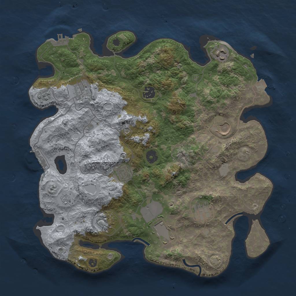 Rust Map: Procedural Map, Size: 3550, Seed: 790920, 17 Monuments