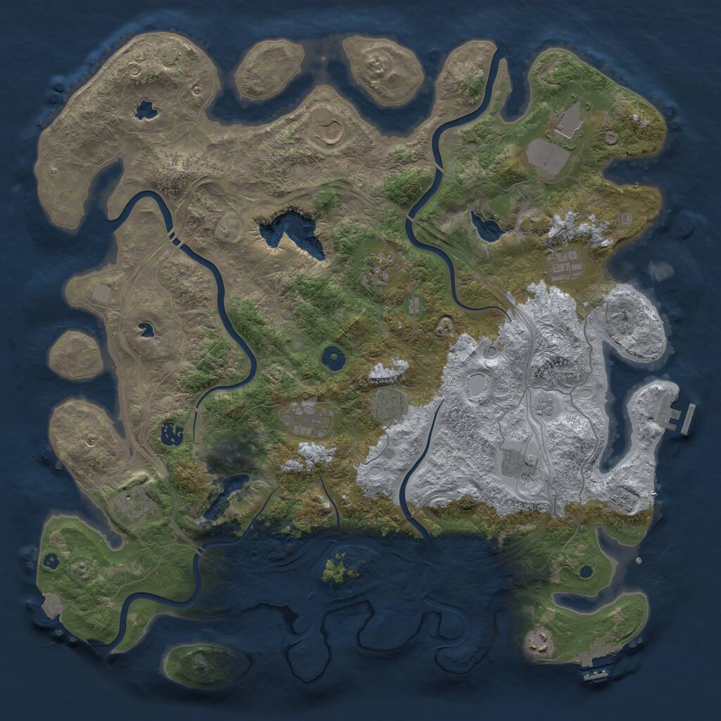 Rust Map: Procedural Map, Size: 4600, Seed: 34, 17 Monuments