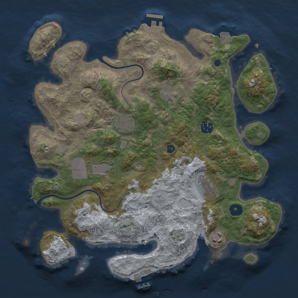 Rust Map: Procedural Map, Size: 3600, Seed: 2422563, 13 Monuments