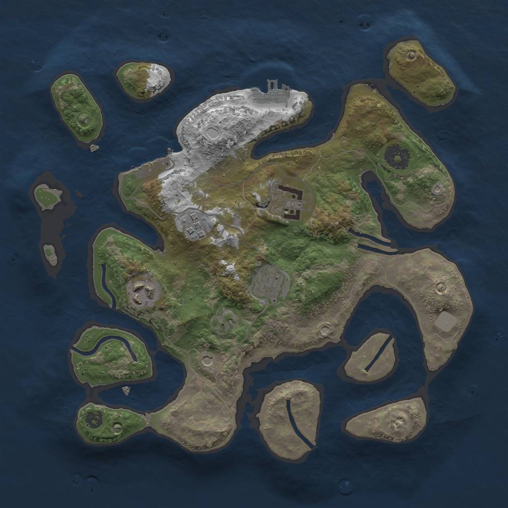 Rust Map: Procedural Map, Size: 3000, Seed: 617308, 12 Monuments