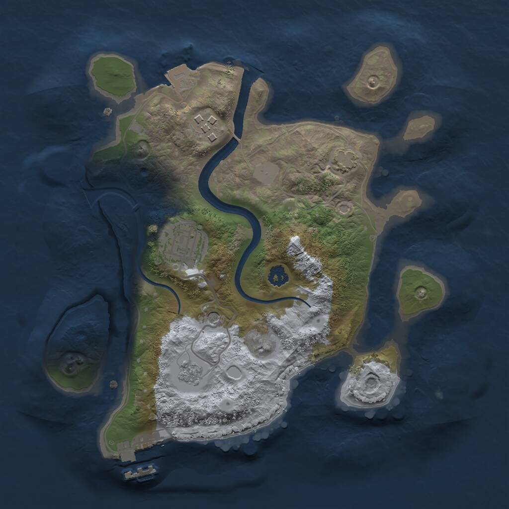 Rust Map: Procedural Map, Size: 2500, Seed: 1826033410, 7 Monuments
