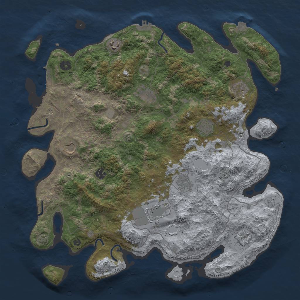 Rust Map: Procedural Map, Size: 4200, Seed: 1981, 18 Monuments