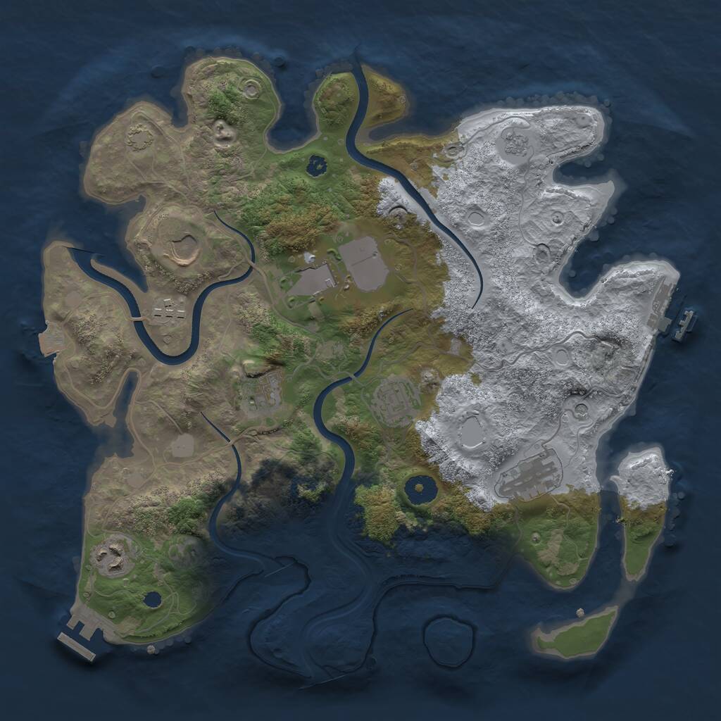 Rust Map: Procedural Map, Size: 3500, Seed: 261121, 13 Monuments