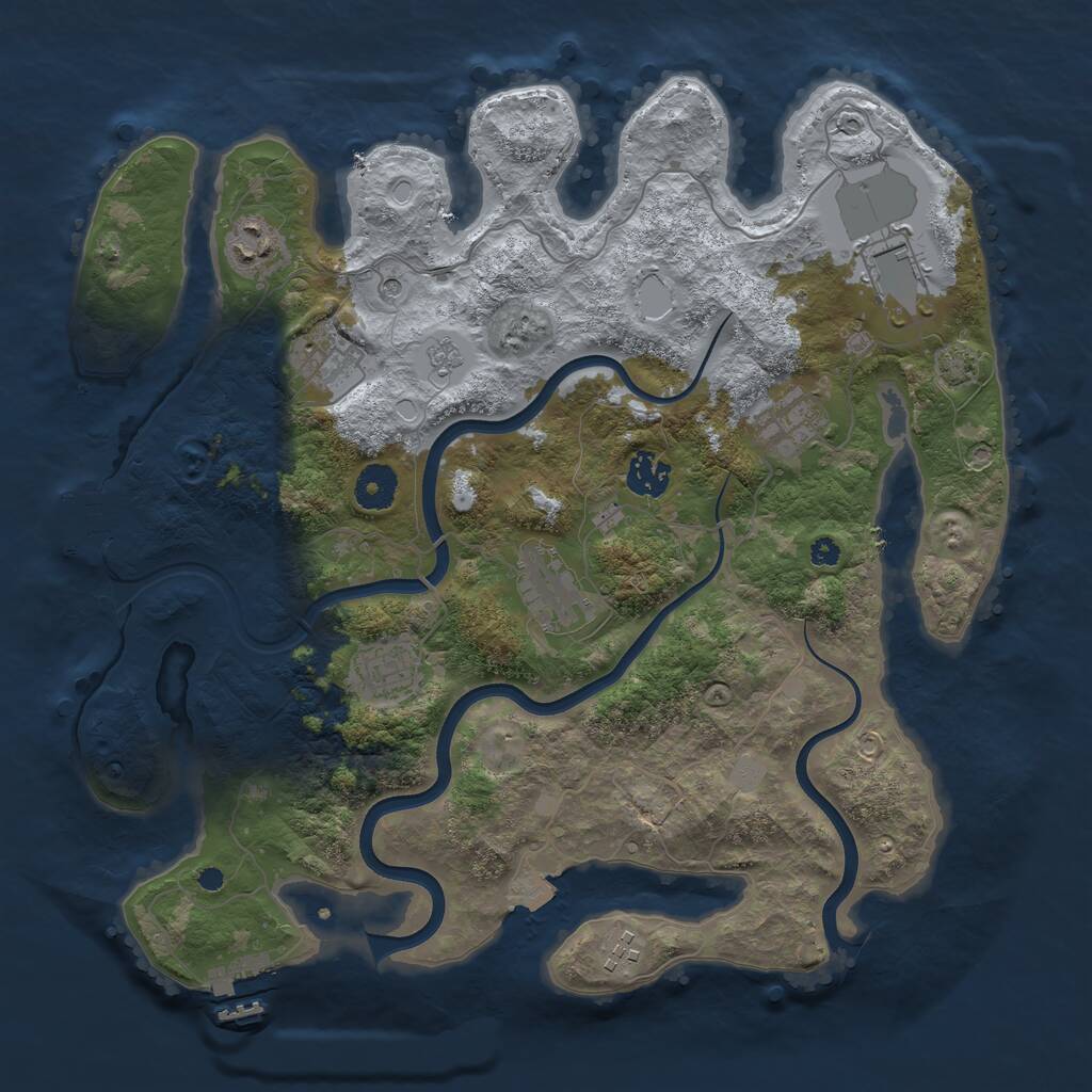 Rust Map: Procedural Map, Size: 3700, Seed: 925386543, 14 Monuments