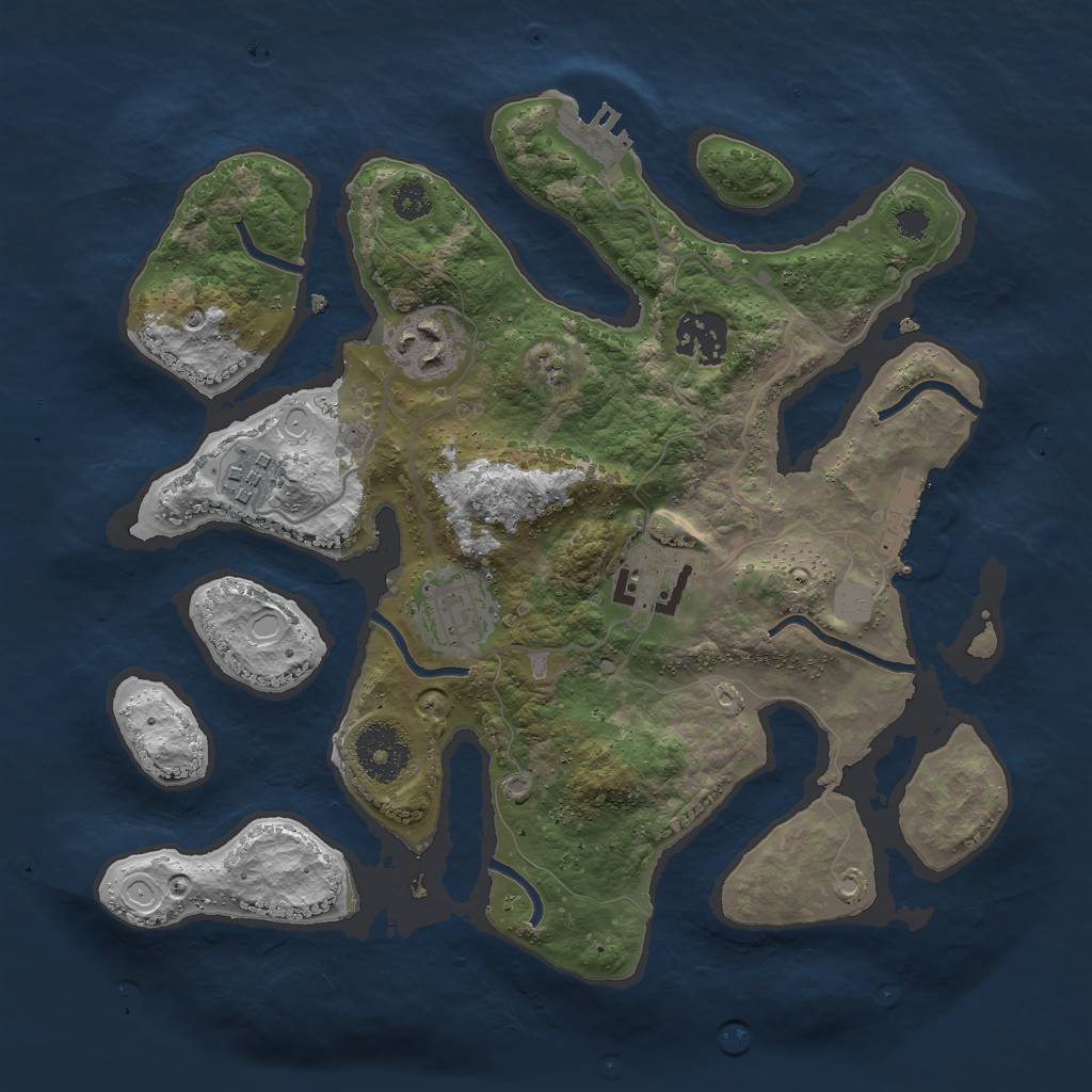 Rust Map: Procedural Map, Size: 3000, Seed: 2429444, 12 Monuments