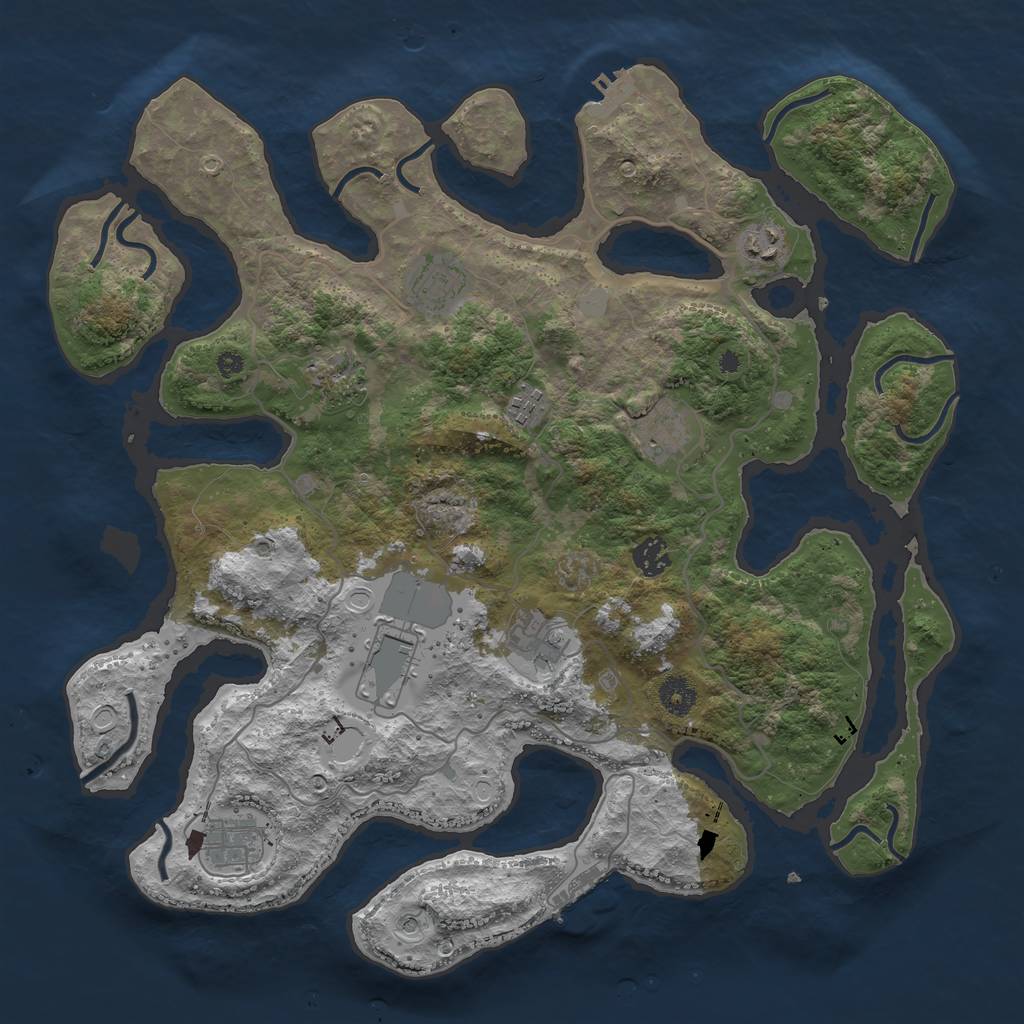 Rust Map: Procedural Map, Size: 4000, Seed: 28476, 17 Monuments