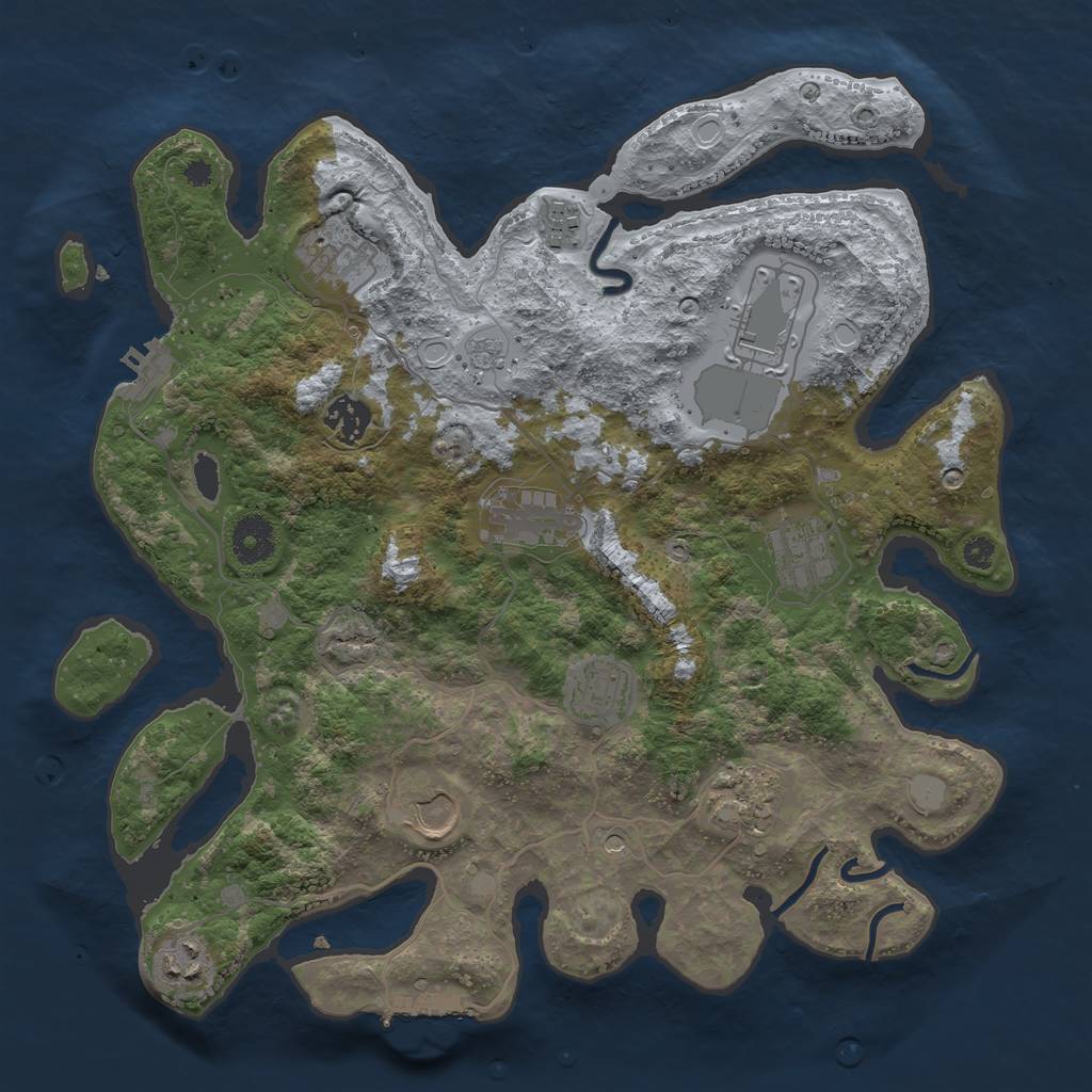 Rust Map: Procedural Map, Size: 3550, Seed: 194069, 17 Monuments