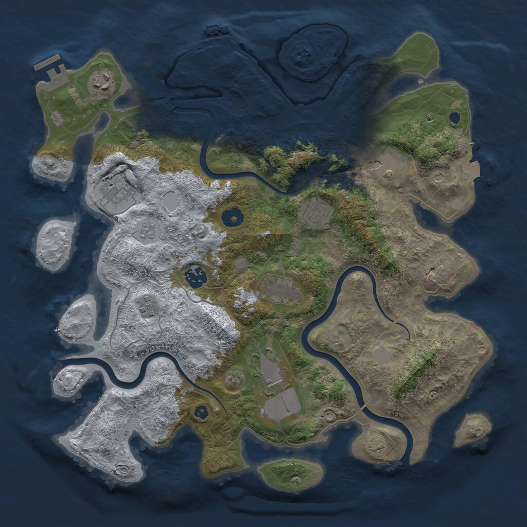 Rust Map: Procedural Map, Size: 3800, Seed: 712312, 14 Monuments
