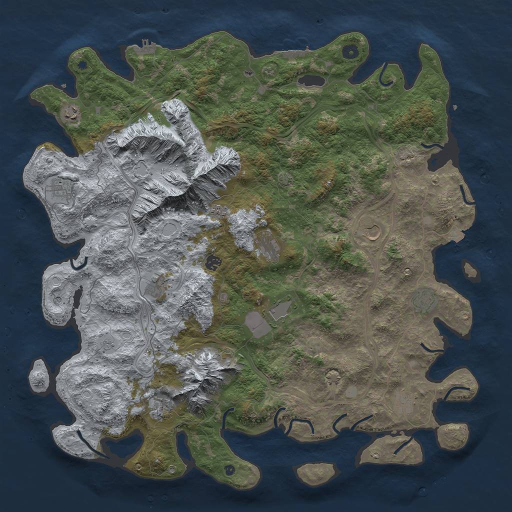 Rust Map: Procedural Map, Size: 5000, Seed: 457034653, 19 Monuments