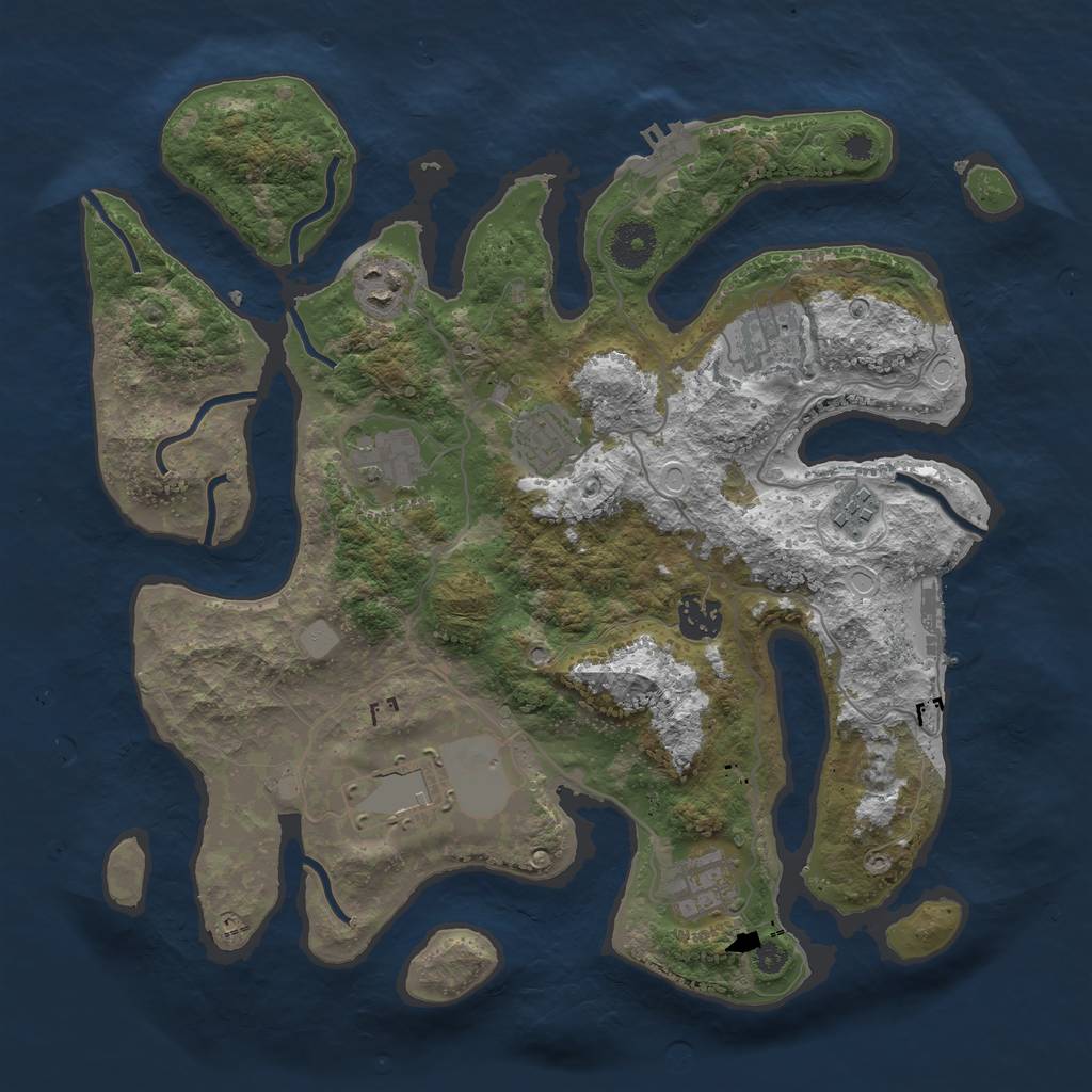 Rust Map: Procedural Map, Size: 3550, Seed: 850274, 15 Monuments