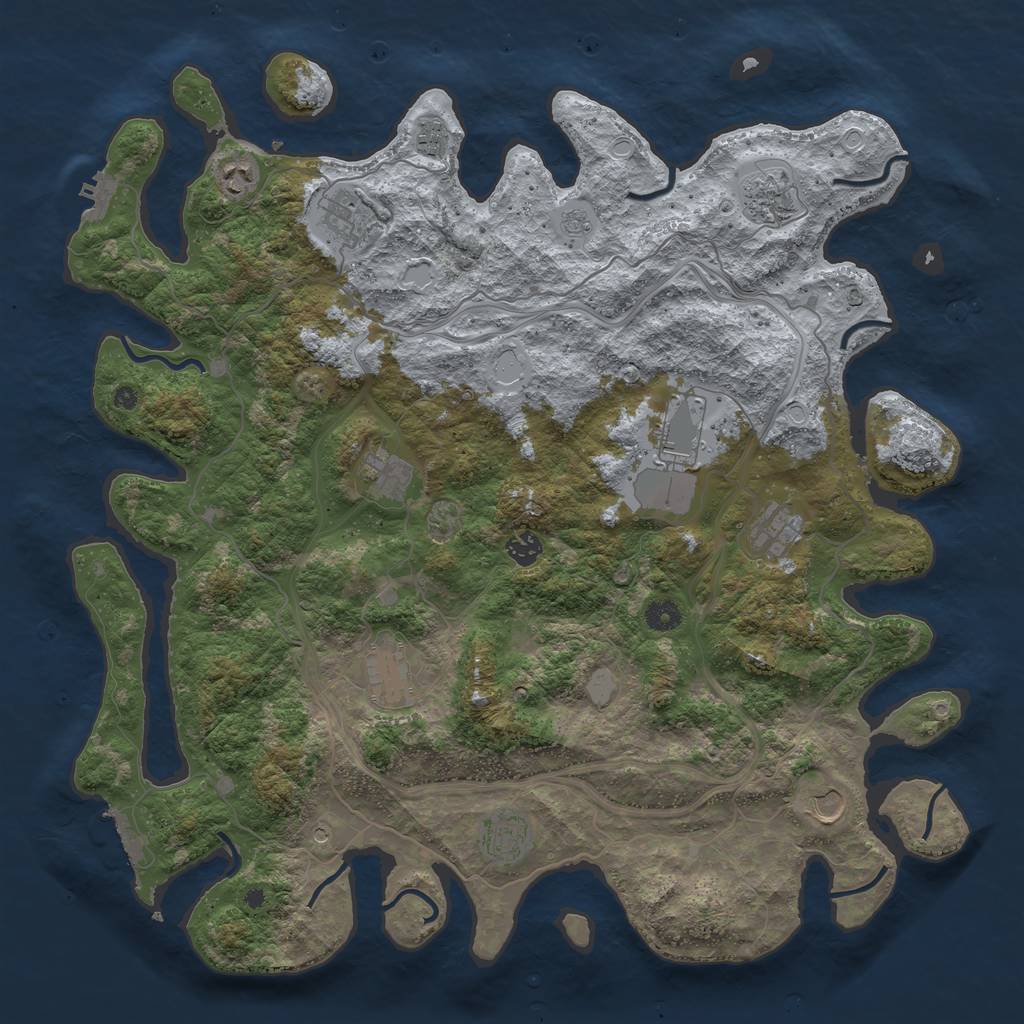 Rust Map: Procedural Map, Size: 4500, Seed: 32611, 18 Monuments