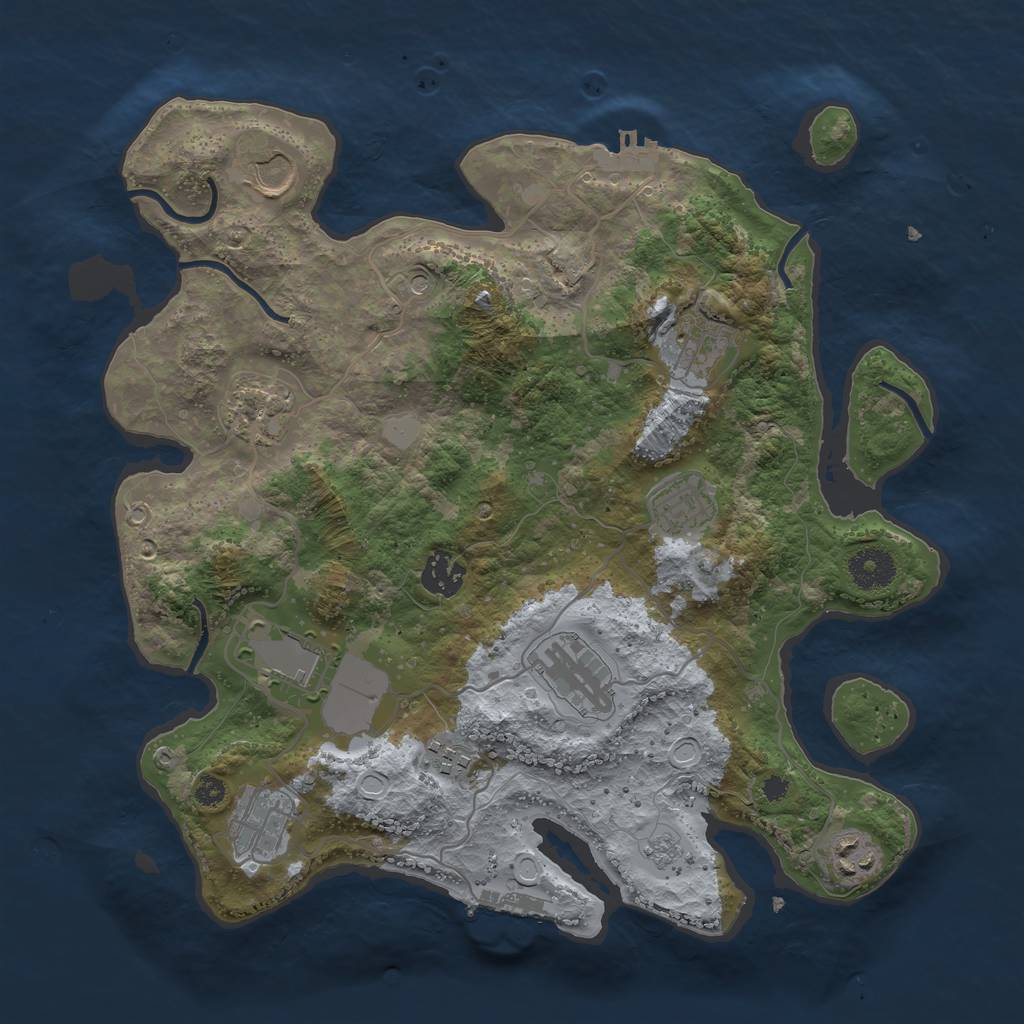 Rust Map: Procedural Map, Size: 3500, Seed: 1114121423, 17 Monuments