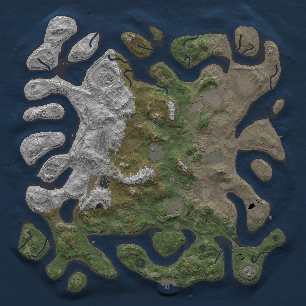 Rust Map: Procedural Map, Size: 4500, Seed: 82611, 18 Monuments