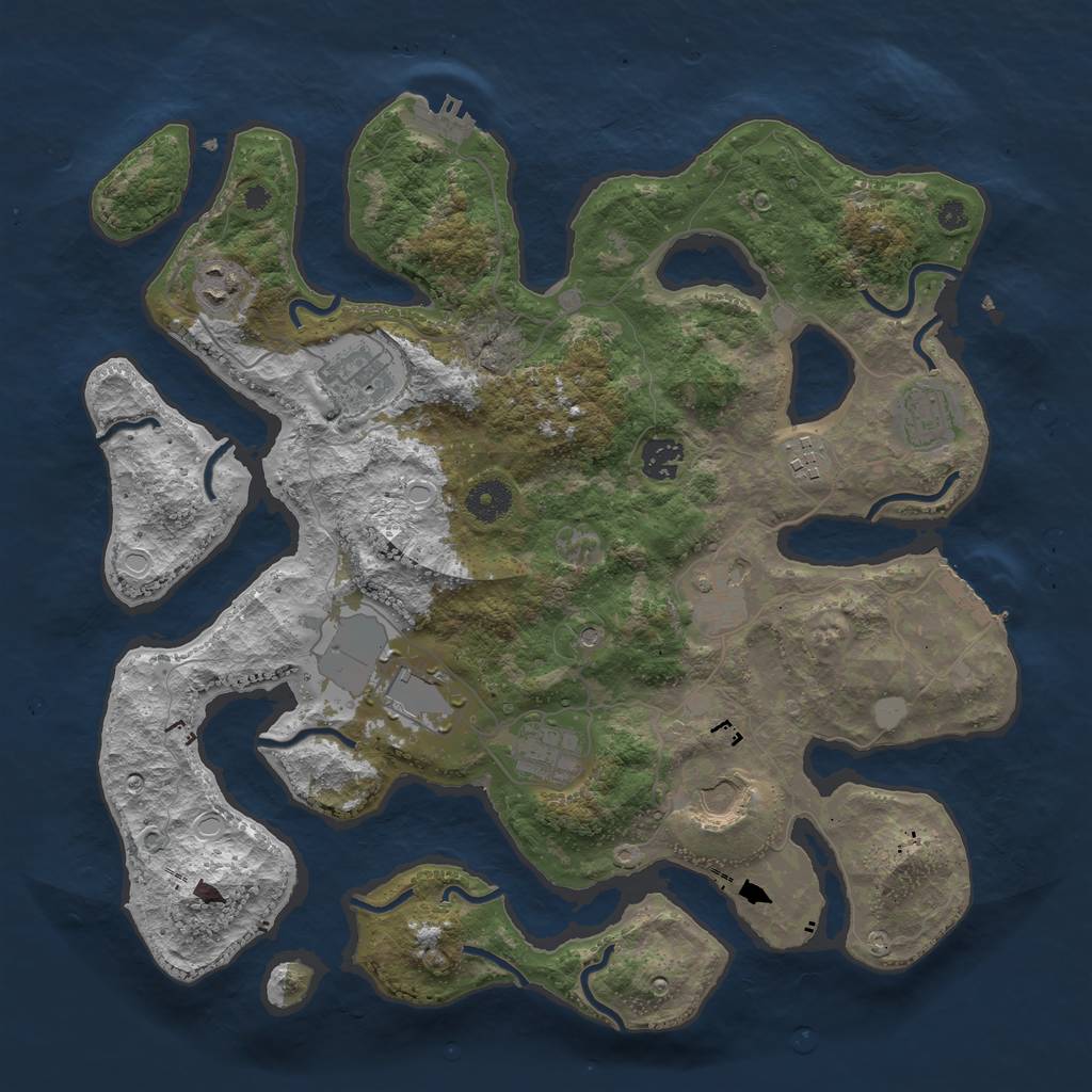 Rust Map: Procedural Map, Size: 3800, Seed: 132611, 17 Monuments
