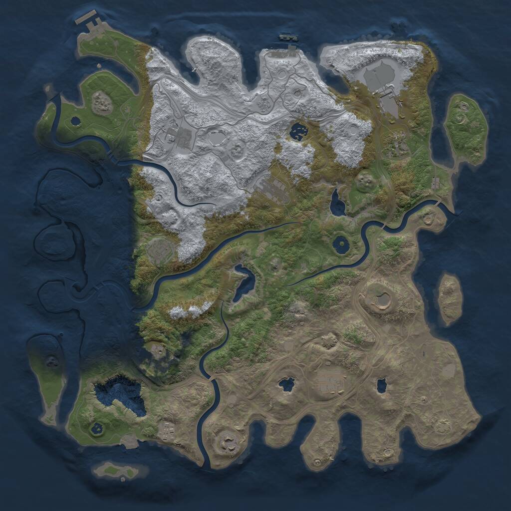 Rust Map: Procedural Map, Size: 4500, Seed: 2122475665, 17 Monuments