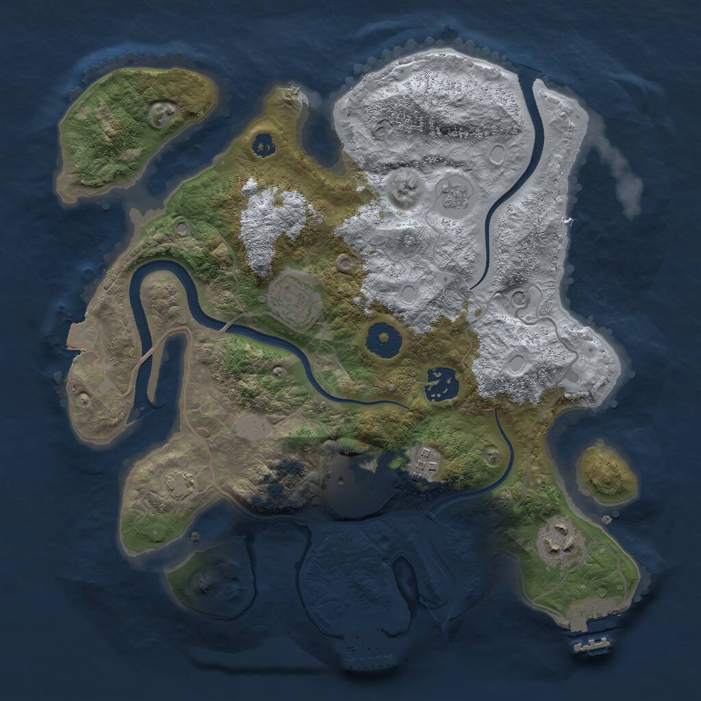 Rust Map: Procedural Map, Size: 3000, Seed: 797595, 11 Monuments