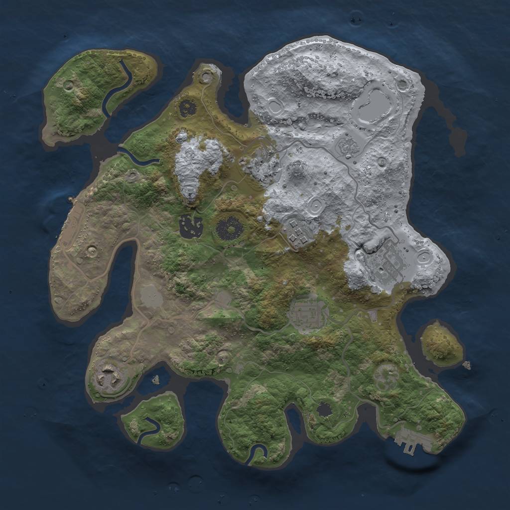 Rust Map: Procedural Map, Size: 3000, Seed: 797595, 12 Monuments