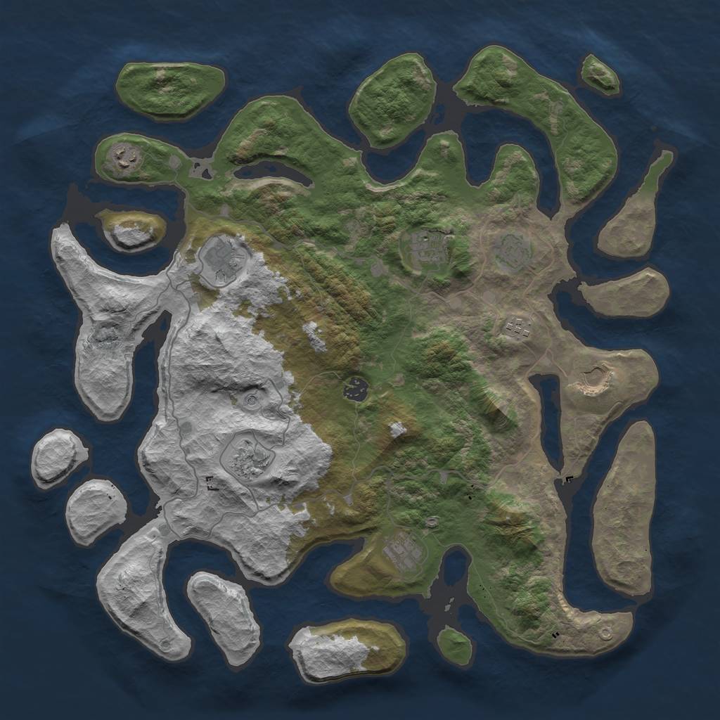 Rust Map: Barren, Size: 4500, Seed: 62611, 12 Monuments