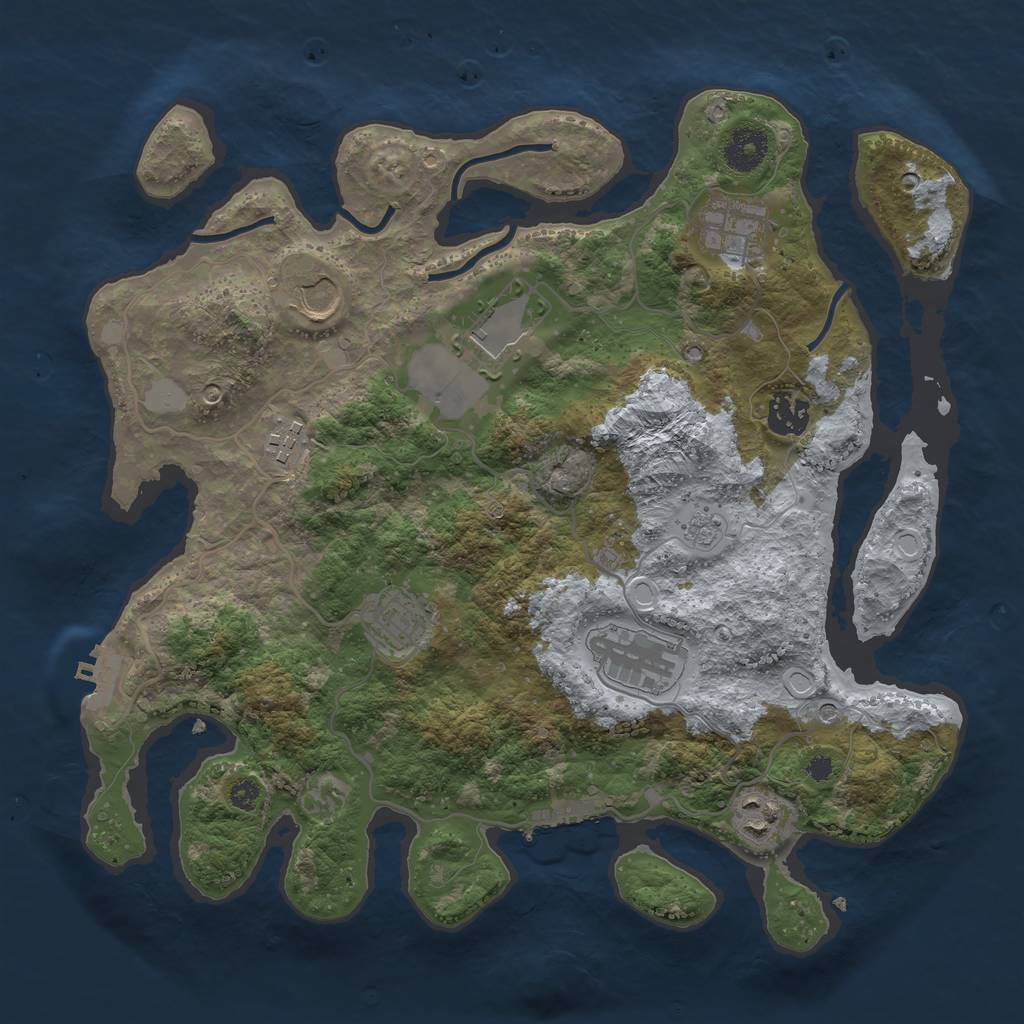 Rust Map: Procedural Map, Size: 3500, Seed: 936283572, 15 Monuments