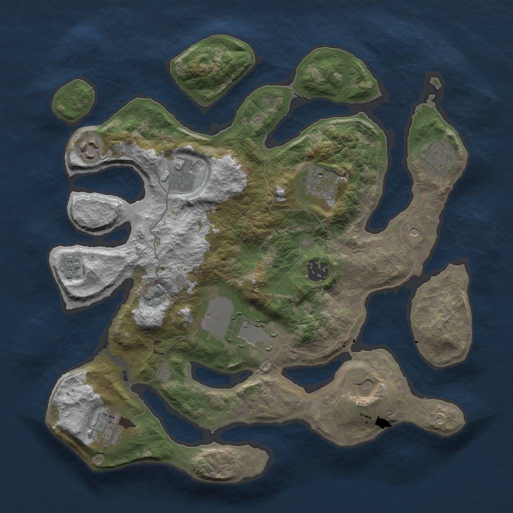 Rust Map: Barren, Size: 3500, Seed: 271121, 12 Monuments