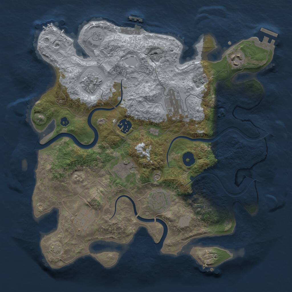 Rust Map: Procedural Map, Size: 3300, Seed: 2084853035, 14 Monuments