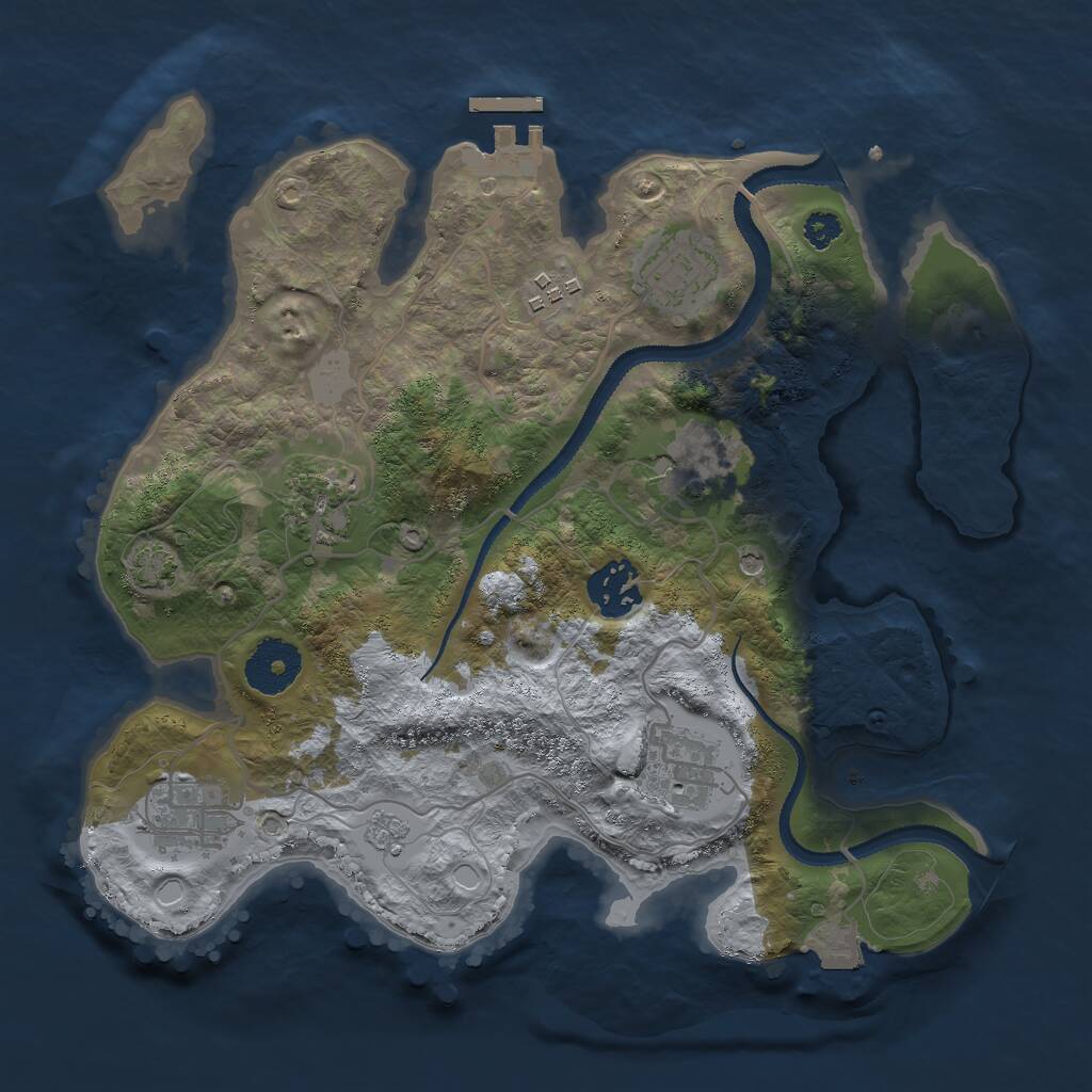 Rust Map: Procedural Map, Size: 3000, Seed: 802031, 12 Monuments