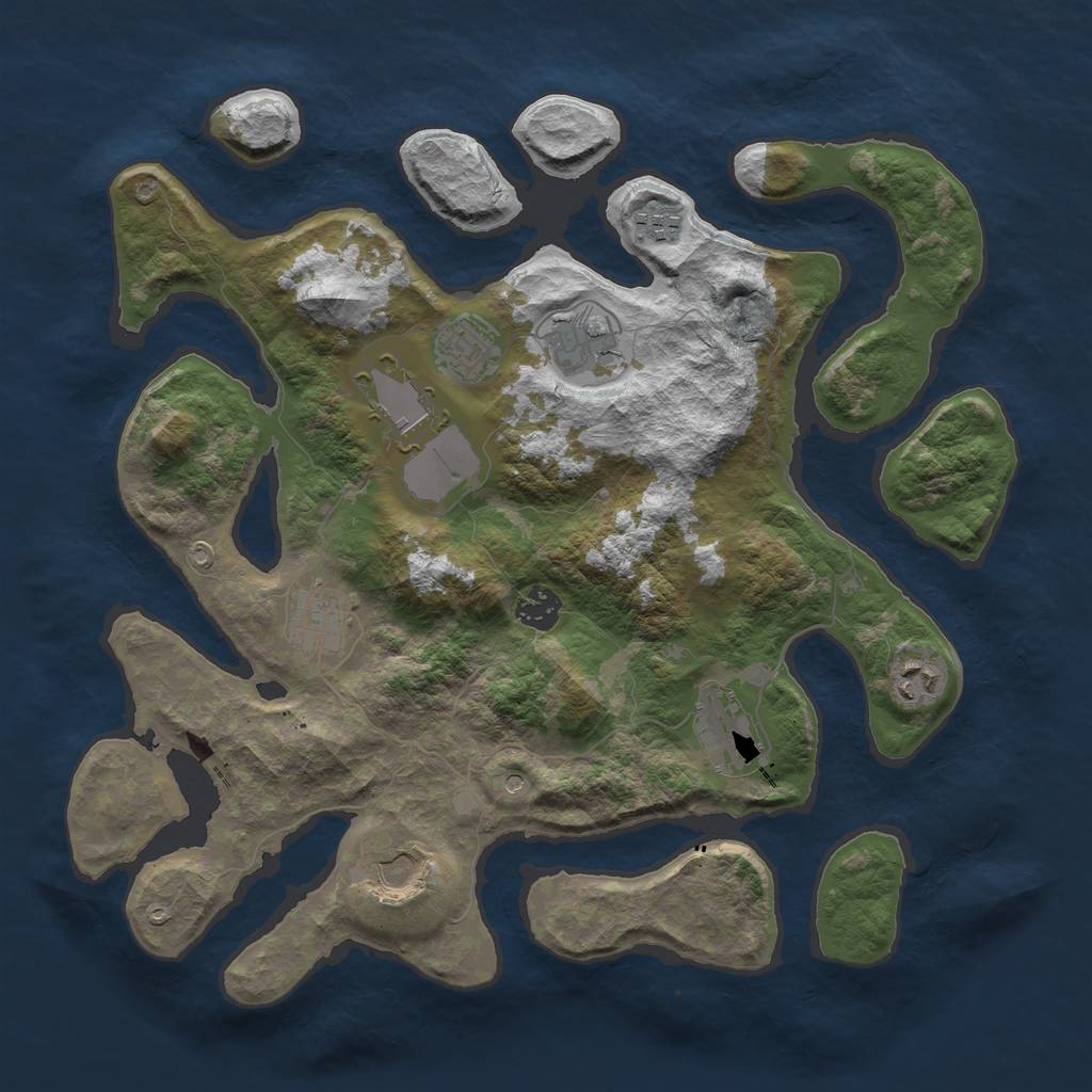 Rust Map: Barren, Size: 3750, Seed: 56709635, 12 Monuments