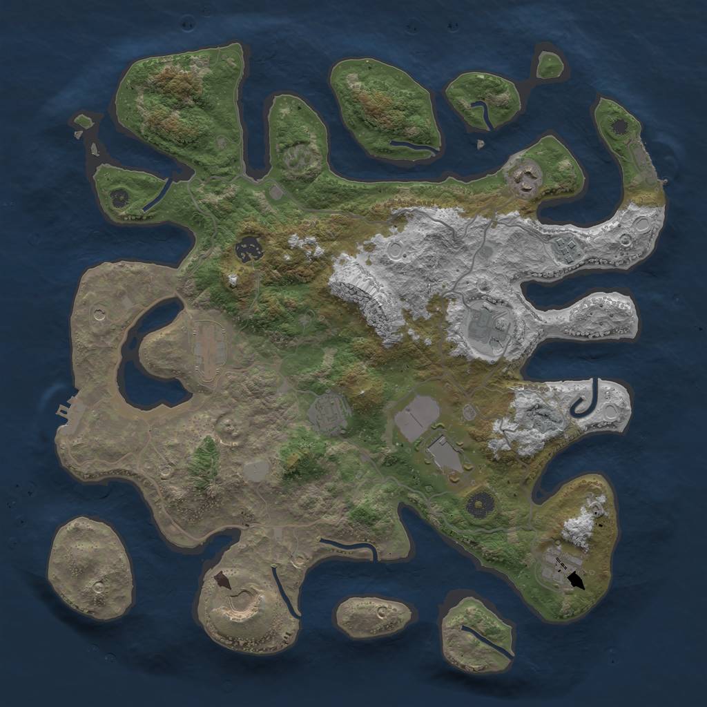 Rust Map: Procedural Map, Size: 4000, Seed: 803976, 17 Monuments