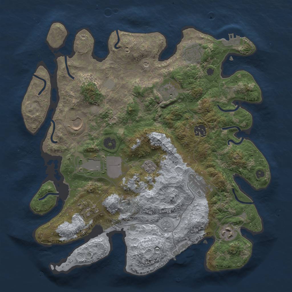 Rust Map: Procedural Map, Size: 3500, Seed: 130422818, 16 Monuments