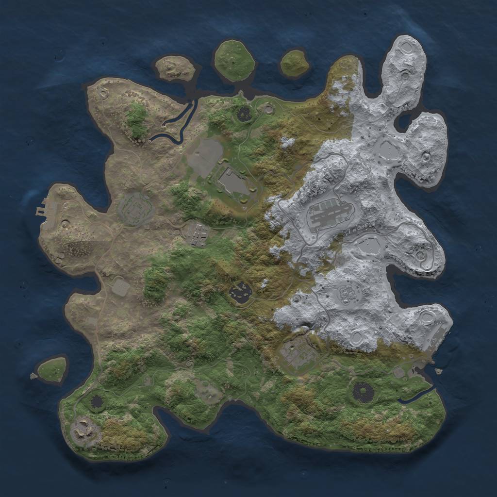 Rust Map: Procedural Map, Size: 3500, Seed: 715277430, 14 Monuments