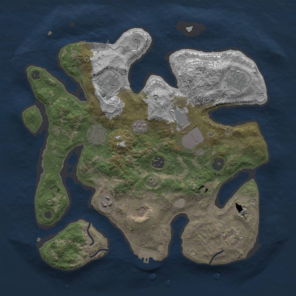 Rust Map: Procedural Map, Size: 3500, Seed: 213353230, 17 Monuments
