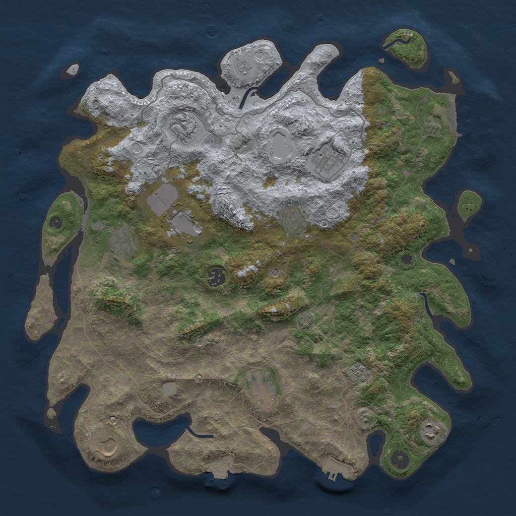 Rust Map: Procedural Map, Size: 4200, Seed: 855465684, 18 Monuments