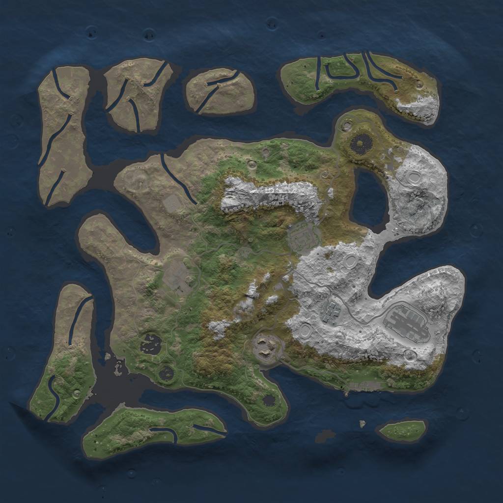 Rust Map: Procedural Map, Size: 3550, Seed: 646267, 12 Monuments