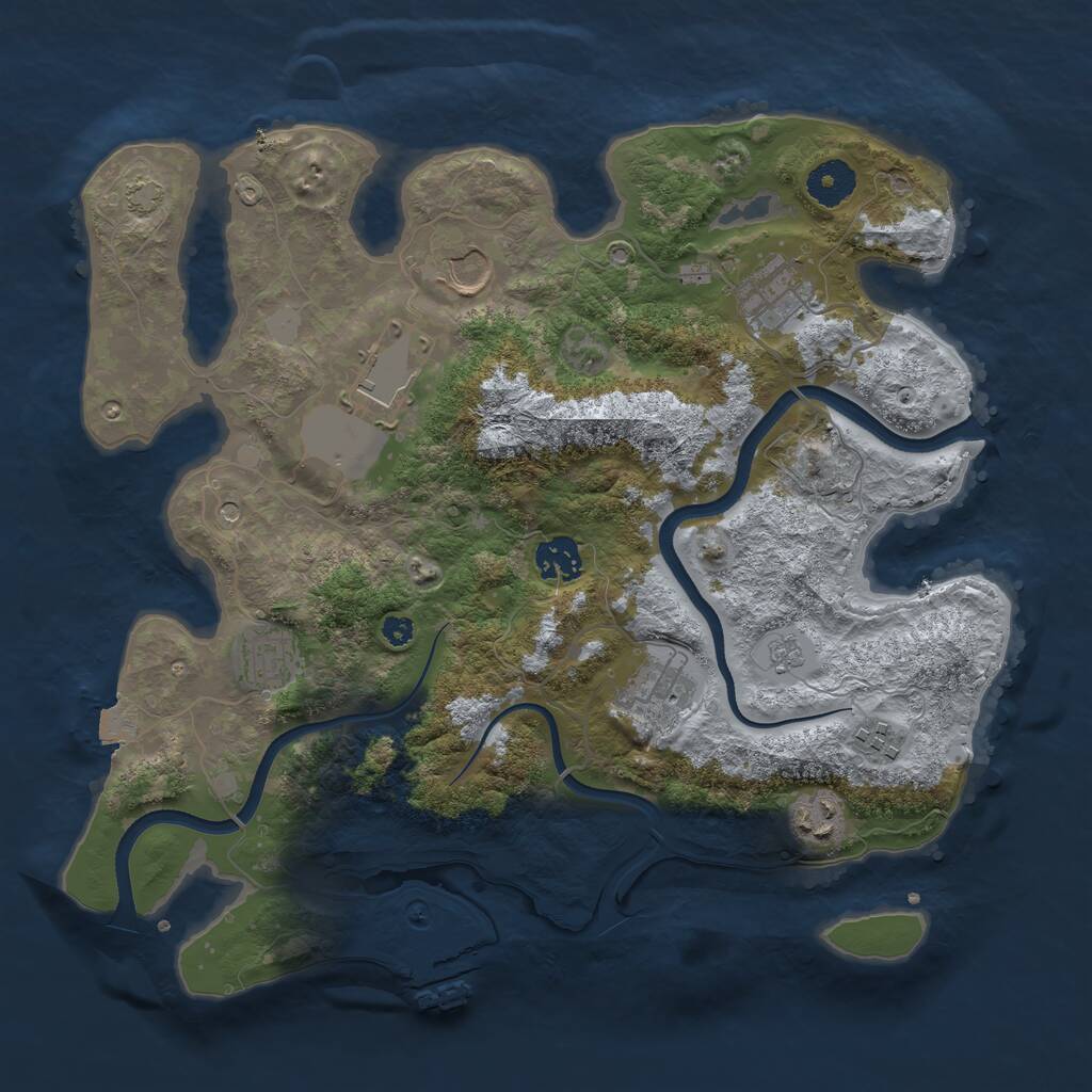 Rust Map: Procedural Map, Size: 3550, Seed: 646267, 13 Monuments