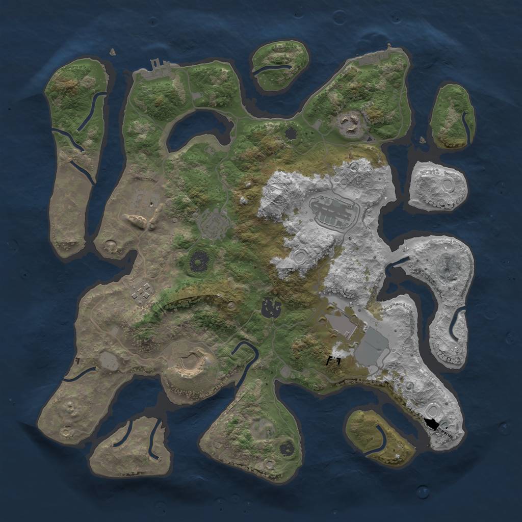 Rust Map: Procedural Map, Size: 3750, Seed: 34056555, 15 Monuments