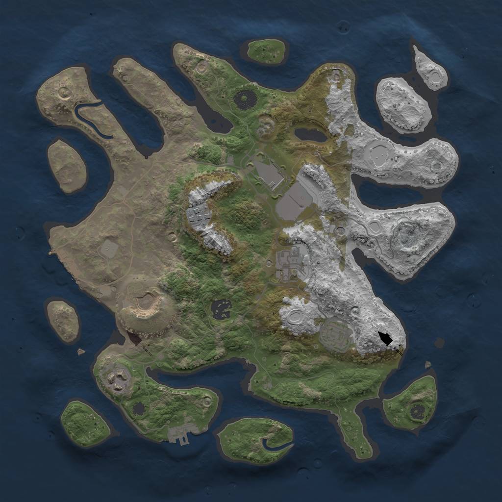 Rust Map: Procedural Map, Size: 3500, Seed: 136423, 15 Monuments