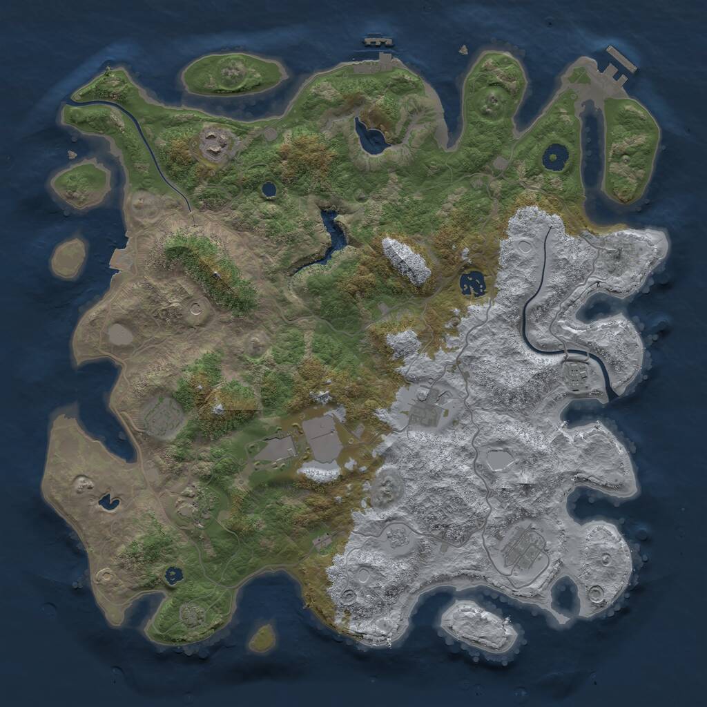 Rust Map: Procedural Map, Size: 4000, Seed: 1413813230, 14 Monuments