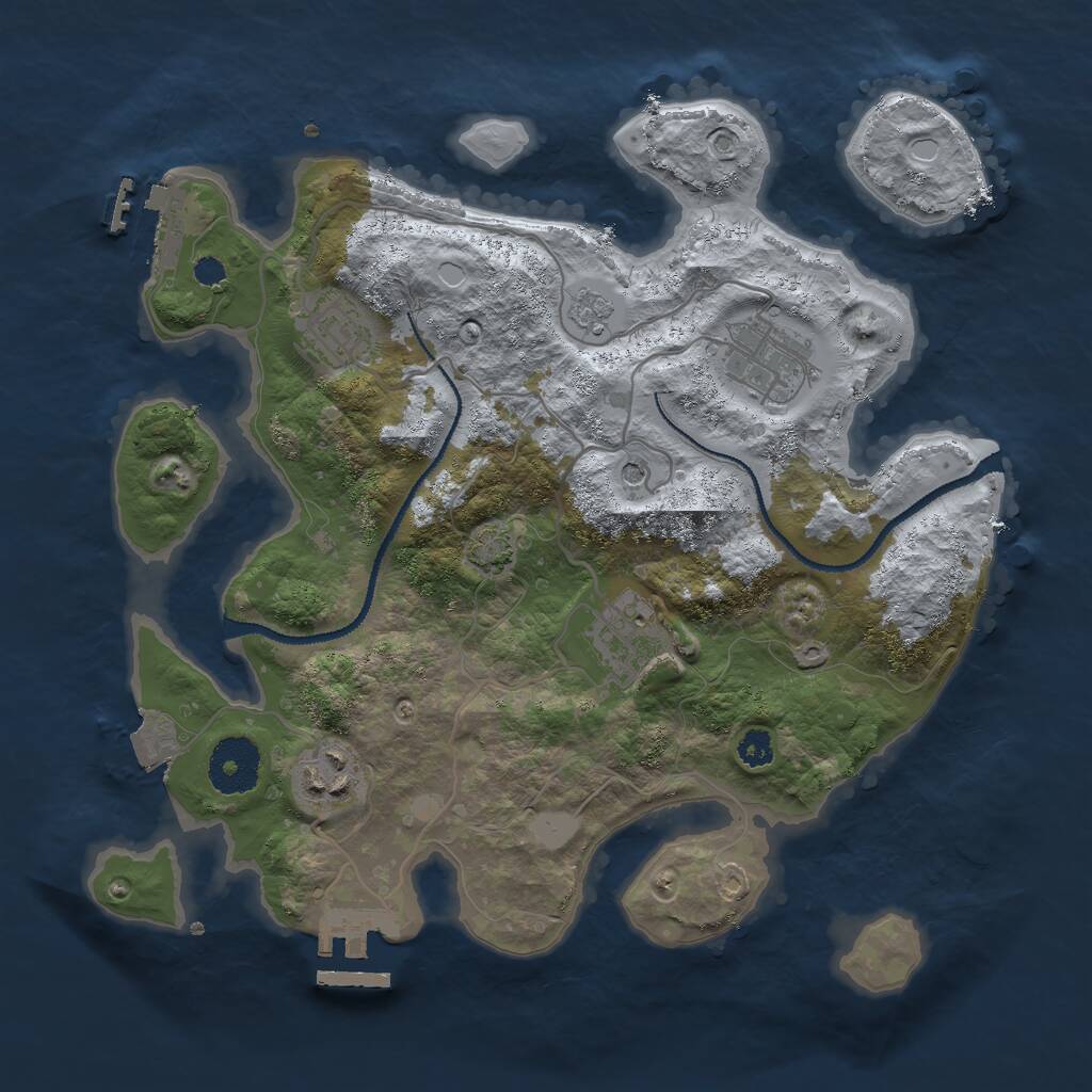 Rust Map: Procedural Map, Size: 3000, Seed: 902731, 10 Monuments