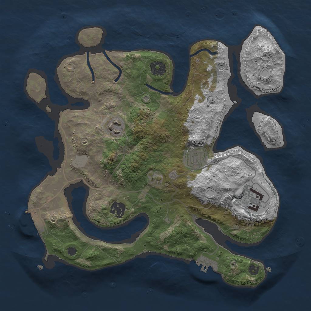 Rust Map: Procedural Map, Size: 3000, Seed: 745682776, 11 Monuments