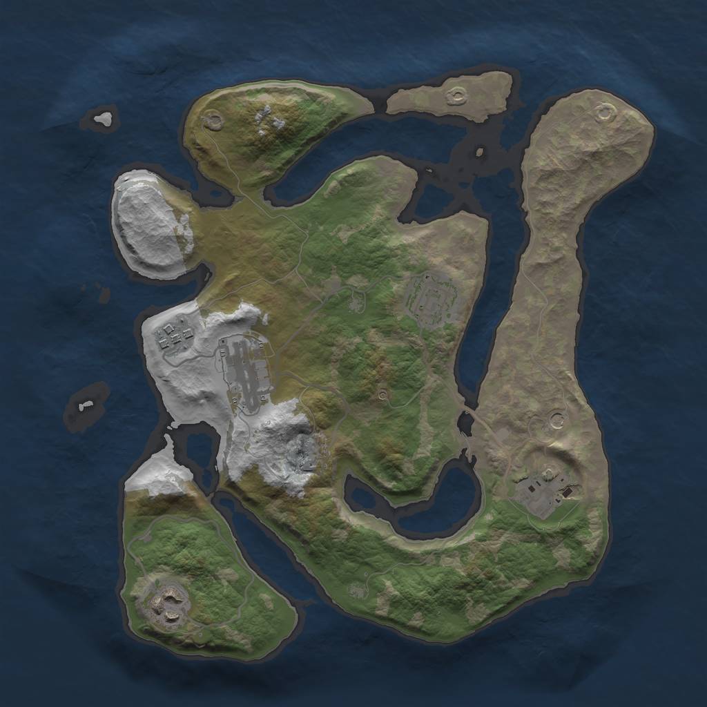 Rust Map: Barren, Size: 3000, Seed: 483260256, 8 Monuments